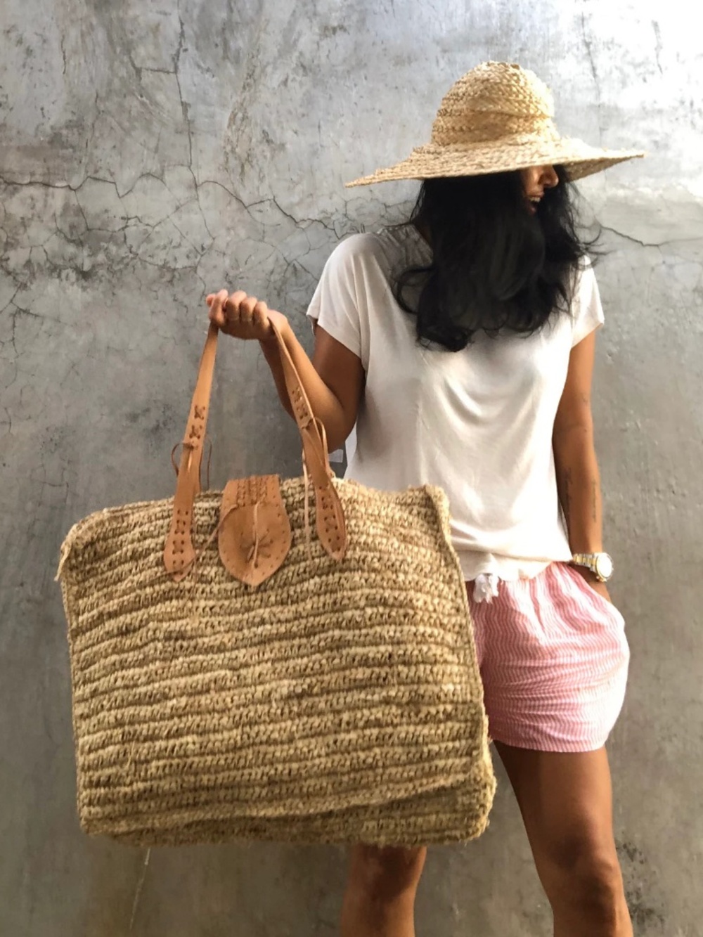 💋Large NEW Twined 100% Natural Raffia Bag